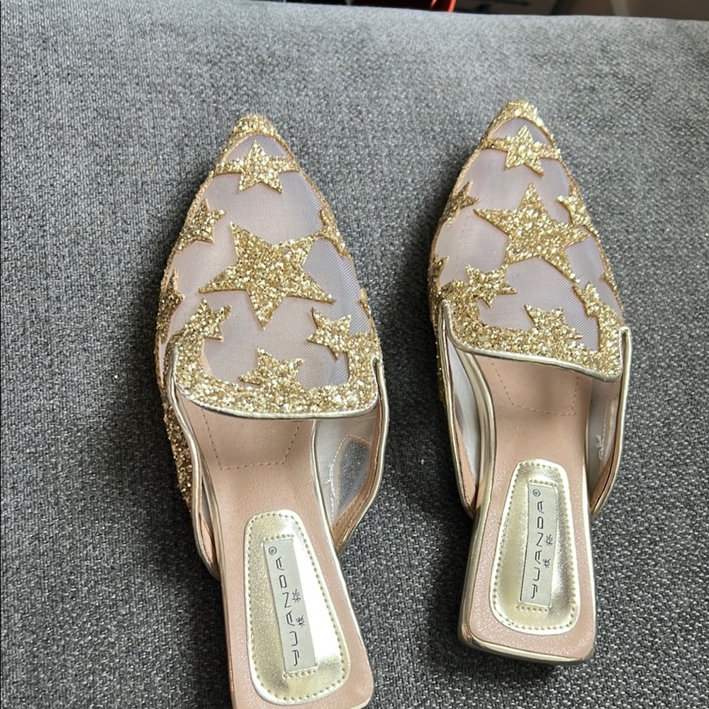 Gold Star Embellished Mules
